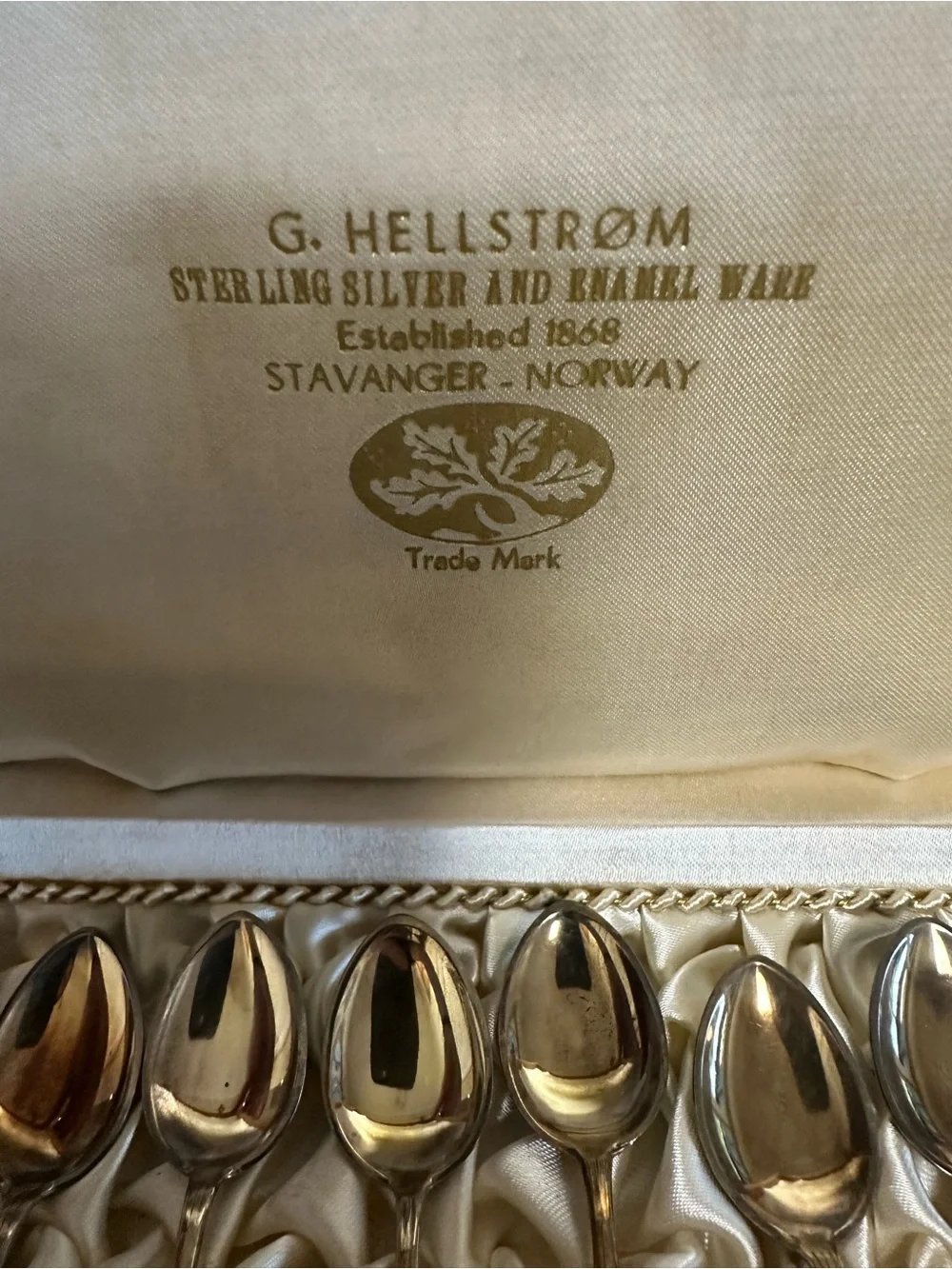 Rare G. Hellström Sterling Silver Enamel Demitasse Spoon Set - Multicolor